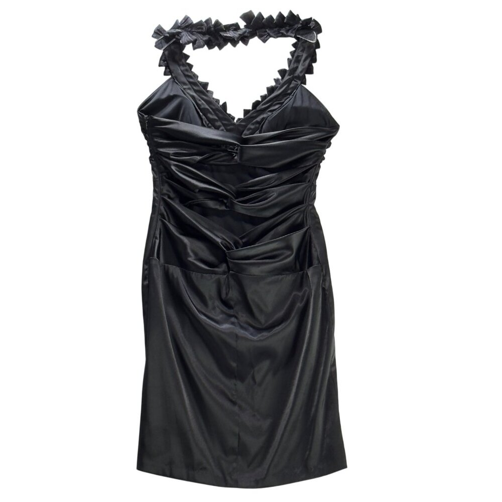 Niki By Niki Livas Black Ruffled Halter Cocktail Dress Size 10 - Picture 7 of 12